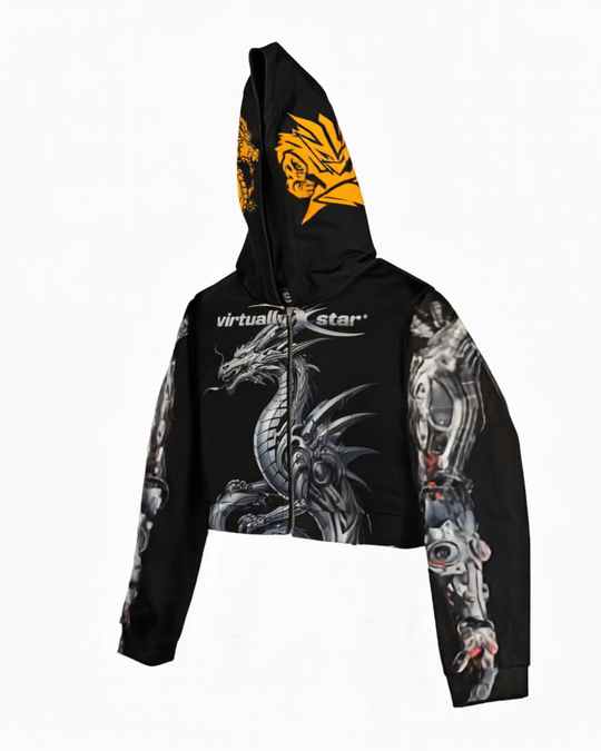 VirtualArchive_004: VIRTUALLY STAR V1 CROP ZIP UP HOODIE